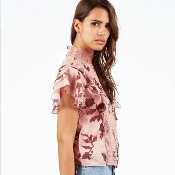 NWT Cleobella Claire Chiffon Floral Blouse Flutter Sleeves SZ Small - Picture 3 of 12